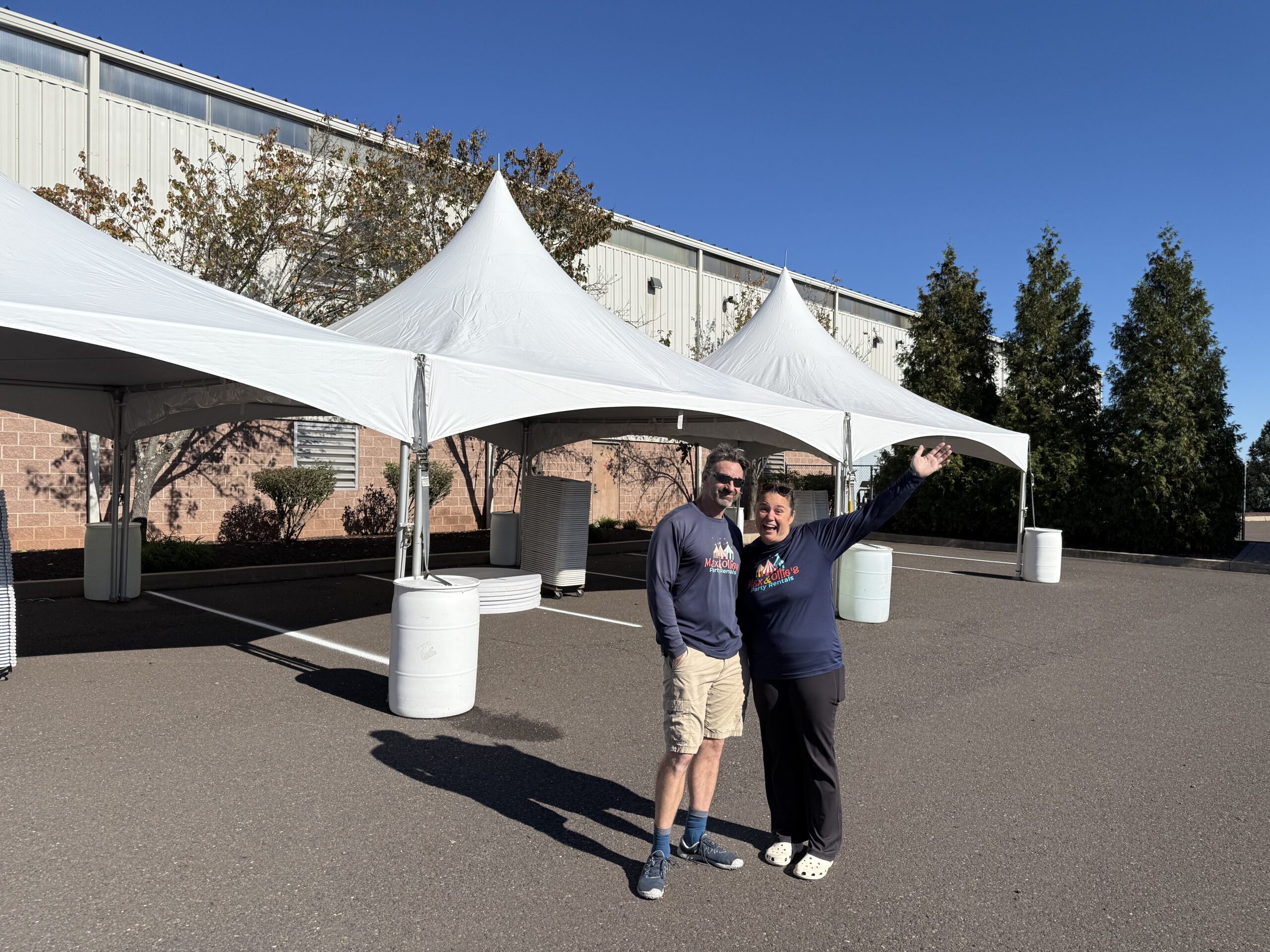fall tent rental set up on blacktop