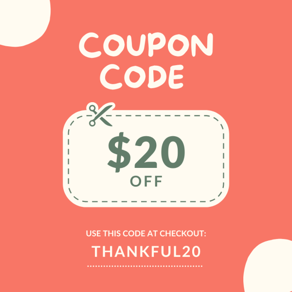 'THANKFUL20' coupon graphic
